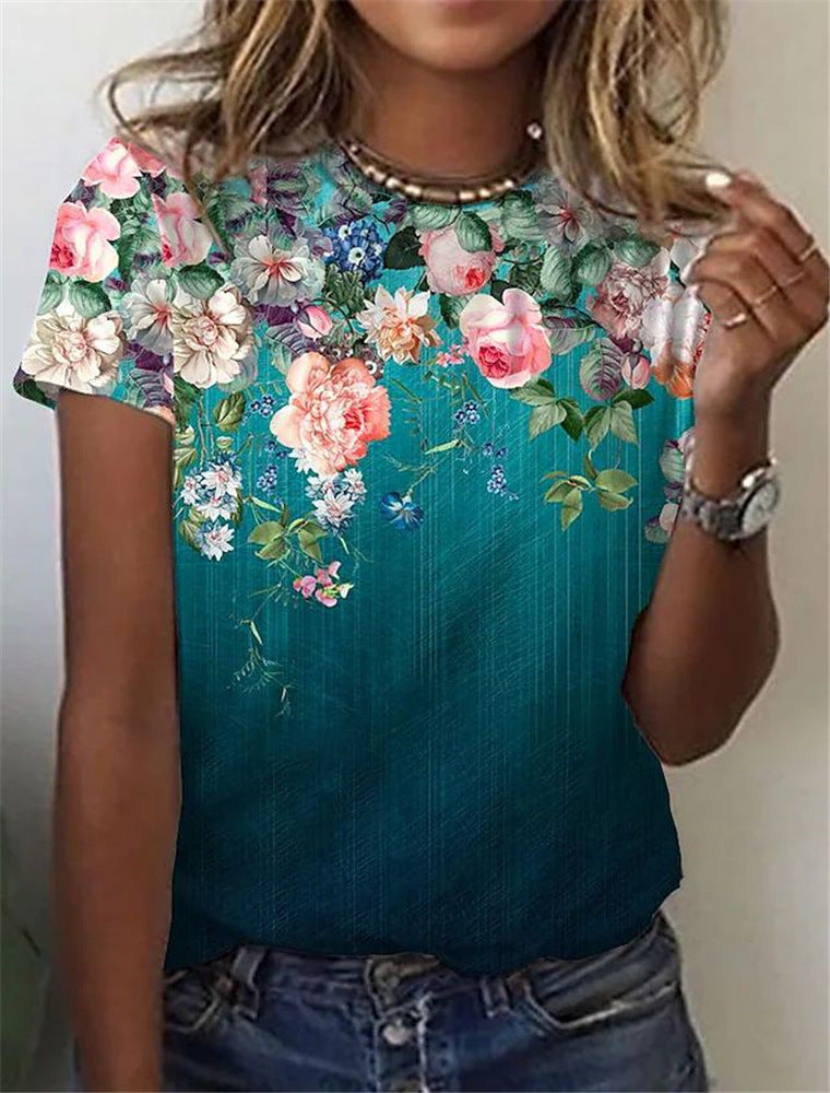 Flower Print Casual Top For Women