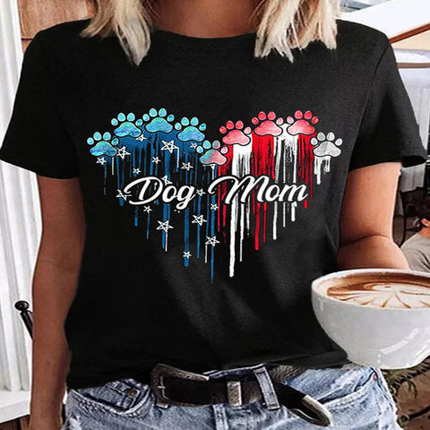 Dog Mom Printed Women's Casual T-shirt Top