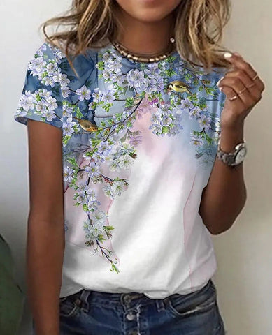 Flower Print Casual Top For Women