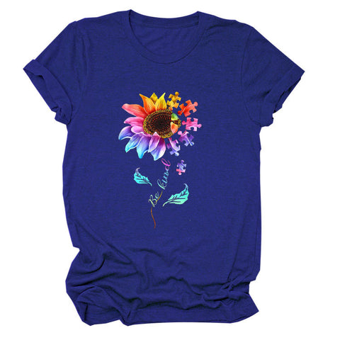 Colorful Be Kind Flower Puzzle Pieces T-Shirt