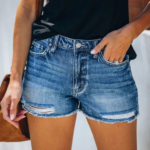 Denim Female Fringe Shorts