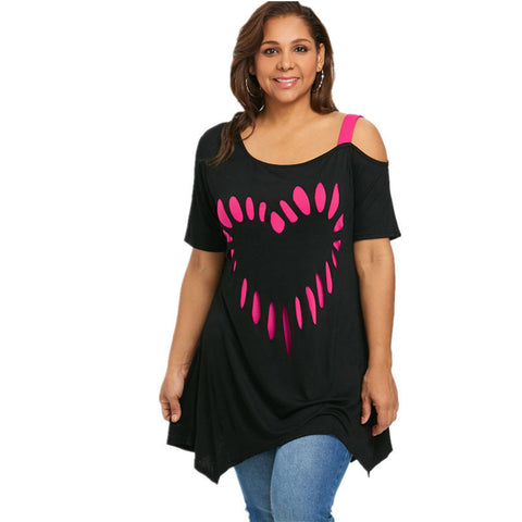 Women's Heart Design Short Sleeve Top