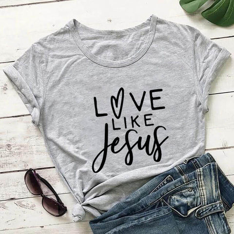 Love Like Jesus Women's Round Neck Short Sleeve T-Shirt Top