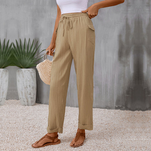 Pleated Casual Tie Pants