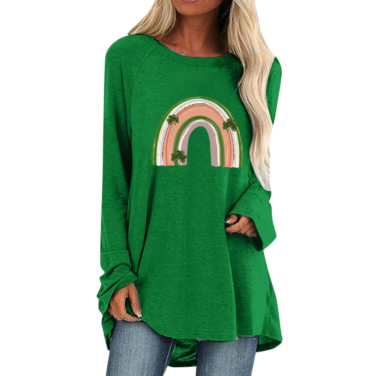 Women's Gradient Round Neck Long Sleeved Top