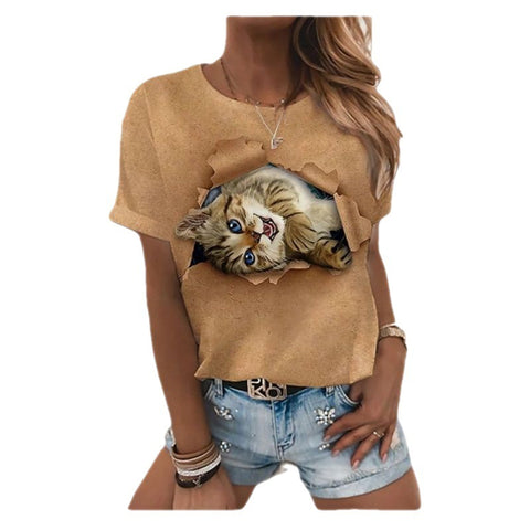 Cat Print Women's Top