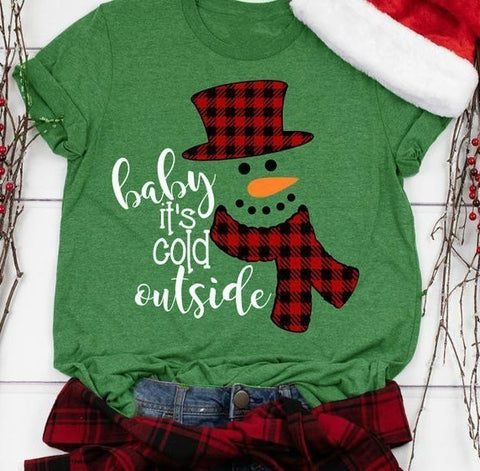 Baby It's Cold Outside Santa Snowman ChristmasT-shirt