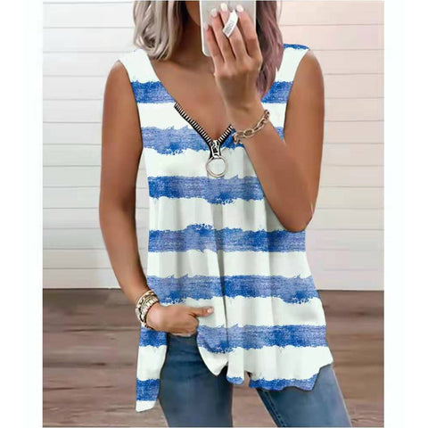 Striped Zip Top Sleeveless Tank