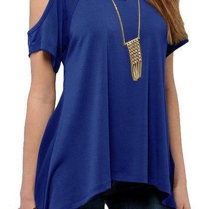 Peek a Boo Shoulder Solid Color Tunic Top