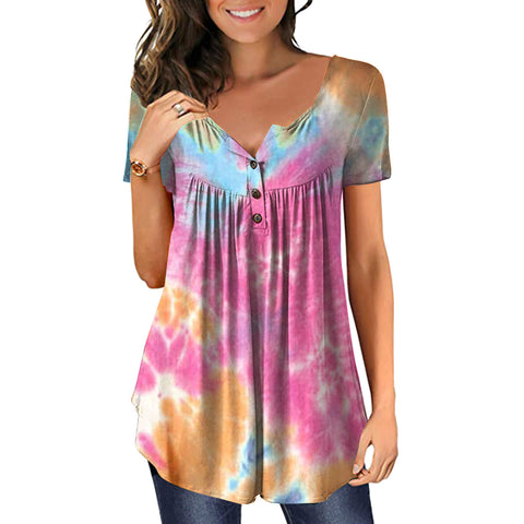 Women's Faded Multi Colored Pullover Top