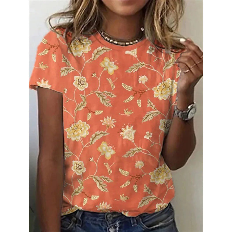 Women's Floral Print Short Sleeve Top