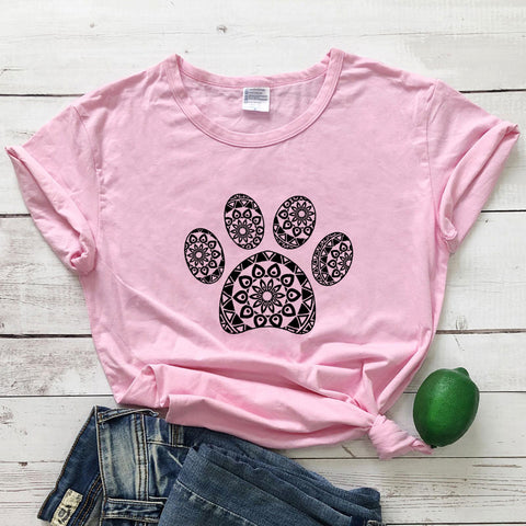 Patterned Animal Footprint Short-Sleeve Top