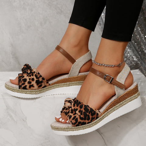 Thick-soled Bow Sandals, Buckle Wedges