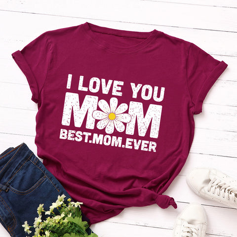 Best Mom Ever Round Neck Short Sleeve Cotton T-Shirt Top