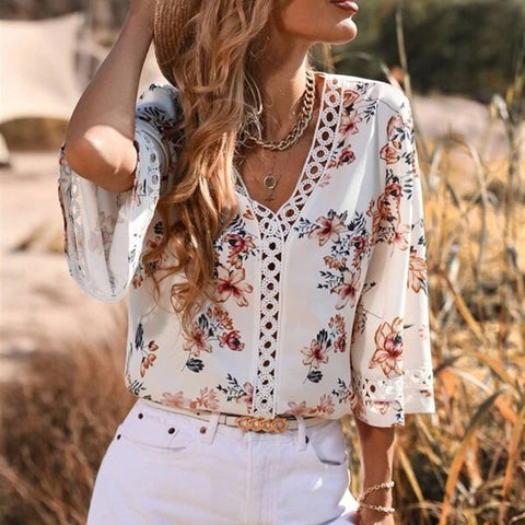 Casual Loose Vneck Shirt Summer Top