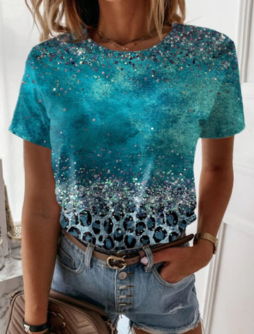 Printed Short Sleeve Casual Top