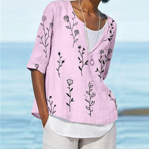 Women's Printed V-neck Half Sleeve Top