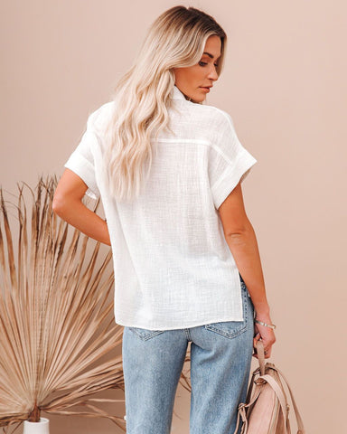 Summer Cotton Linen Short Sleeve Casual Top