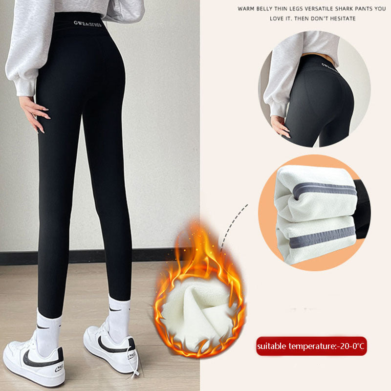 Fleece Lined Leggings High Waist Tight Tummy Control