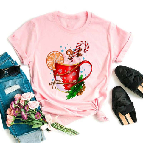 Christmas Multi Design Short Sleeve Tops