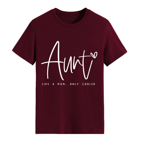 AUNT LIKE A MOM Round Neck Loose Short Sleeve T-shirt