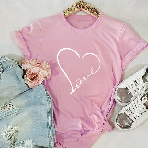 Heart-shaped Love Print T-shirt