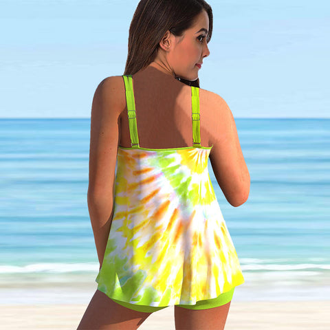 Women's Split Gradient Print Sports Swimsuit