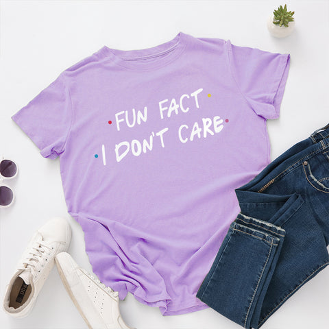 I Don't Care Round Neck Short Sleeve Cotton Top