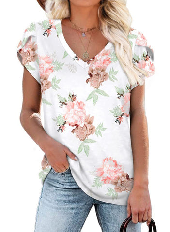 Multi Pattern V-neck Women's Top