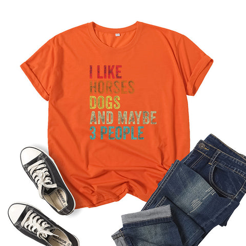 I Like Horses Short Sleeve Crew Neck Top