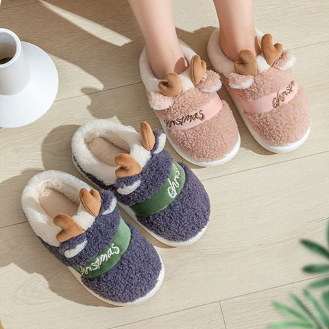 Christmas Elk Soft Cozy Slip On House Shoes