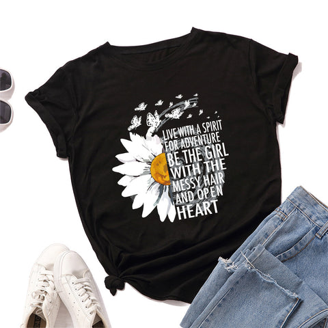 Live With The Spirit Of Adventure, Messy Hair And Open Heart T-Shirt