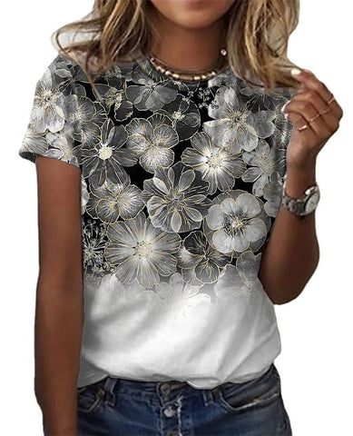 Scenic Short Sleeve Round Neck Top