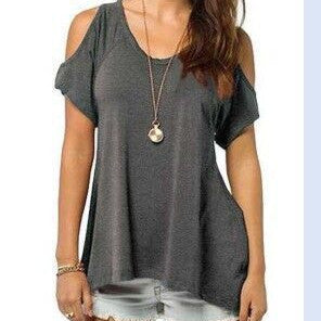 Peek a Boo Shoulder Solid Color Tunic Top