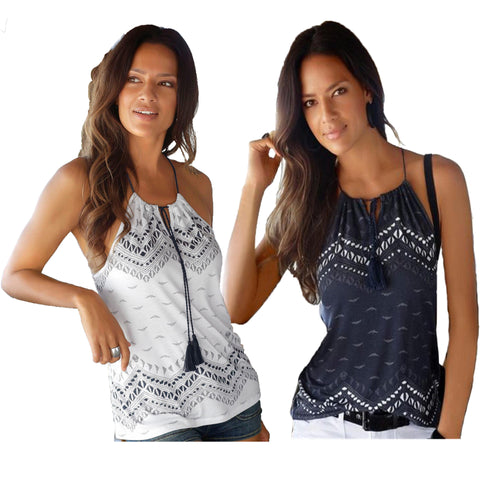 Casual Round Neck Zig Zag Tank