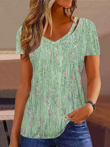 Summer Short Sleeve Printed Top