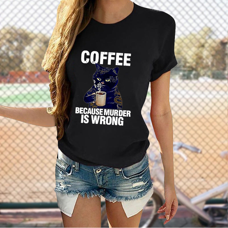 Cat, Coffee T-Shirt