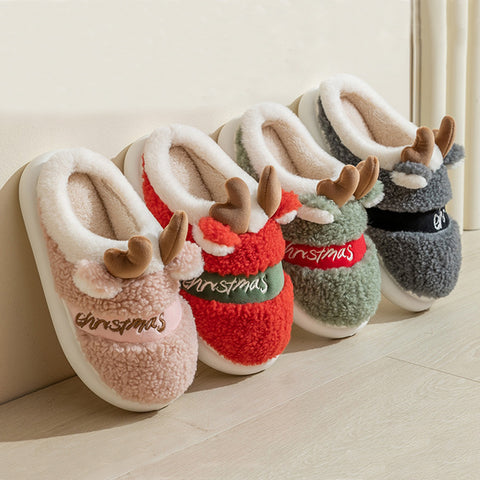 Christmas Elk Soft Cozy Slip On House Shoes