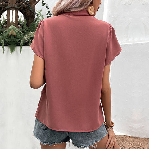 Rosewood V-Neck Short-sleeved Blouse