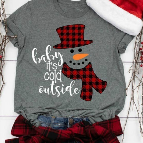 Baby It's Cold Outside Santa Snowman ChristmasT-shirt