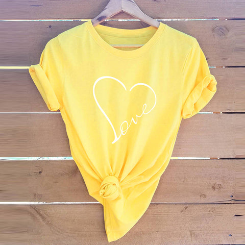 Heart-shaped Love Print T-shirt