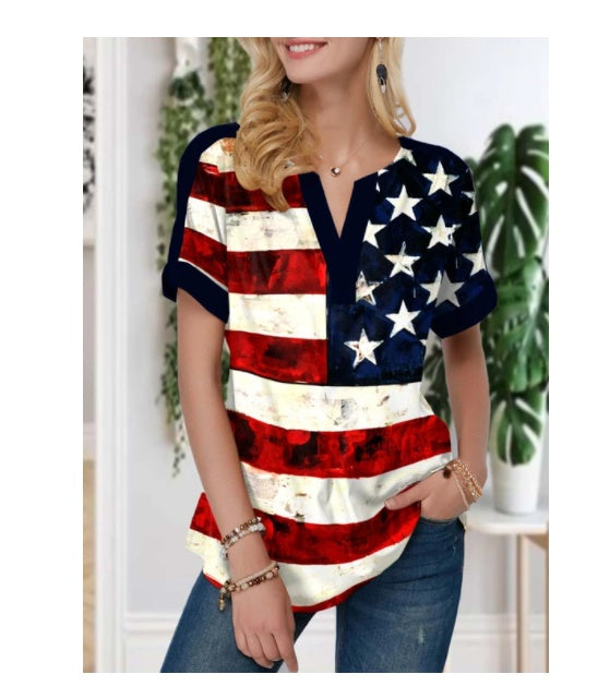 Graffiti Stars And Stripes Print Women's Top