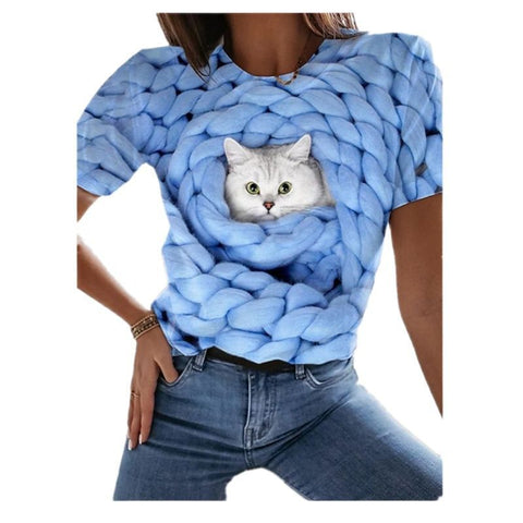 Cat Print Women's Top