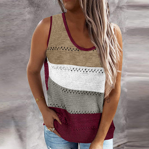 Hollow Sleeveless V-neck Tank Top