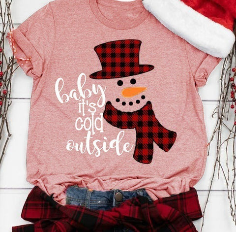 Baby It's Cold Outside Santa Snowman ChristmasT-shirt