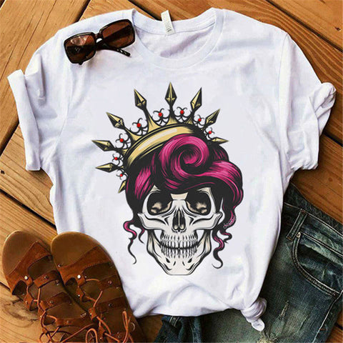 Women's Floral Skull Trendy T-Shirt