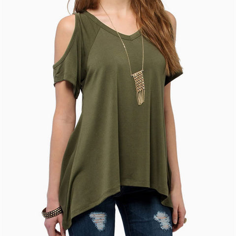 Peek a Boo Shoulder Solid Color Tunic Top