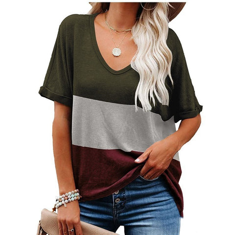 Fashionable Women's Color Matching Pullover Top