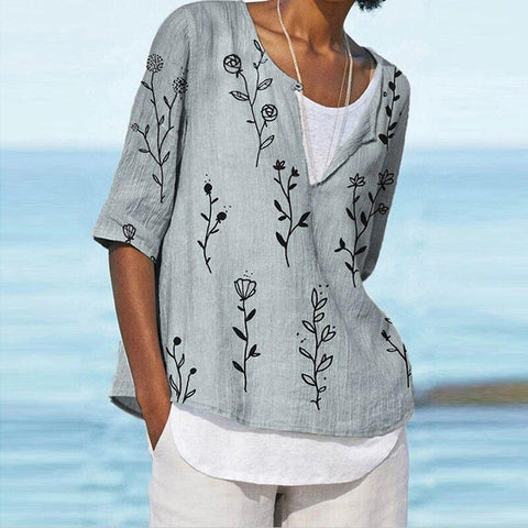 Women's Printed V-neck Half Sleeve Top