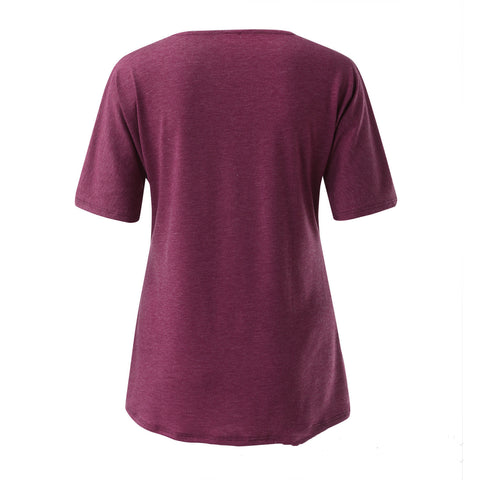 Solid Color V-neck Short-sleeved T-shirt Top